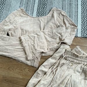 Free people 2-piece linen set size M